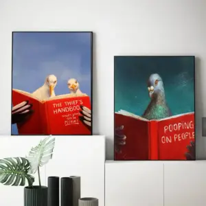 Pigeon reading a book Poster
